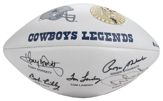 Dallas Cowboys Legends Multi Signed Collectible Football With 5 Signatures: Dorsett, Lilly, Landy, Staubach & White (Beckett)